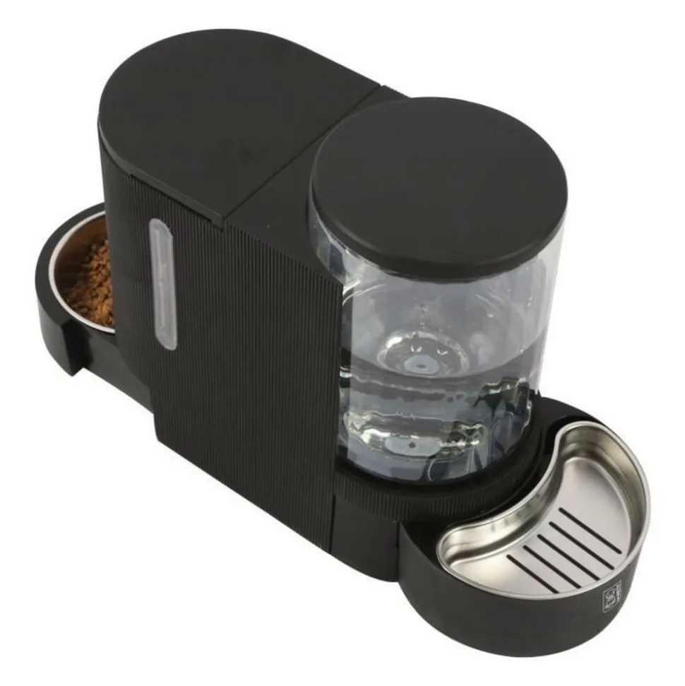 M PETS - Distributeur de croquettes et d'eau m.pets duplo 1,3kg/3l - 40x16.2x29.1 cm - noir