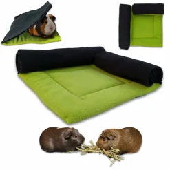 NEO SOLVO - Lot de 2 coussins polaire pour cochon d'inde et lapin avec cachette et couverture intégrée
