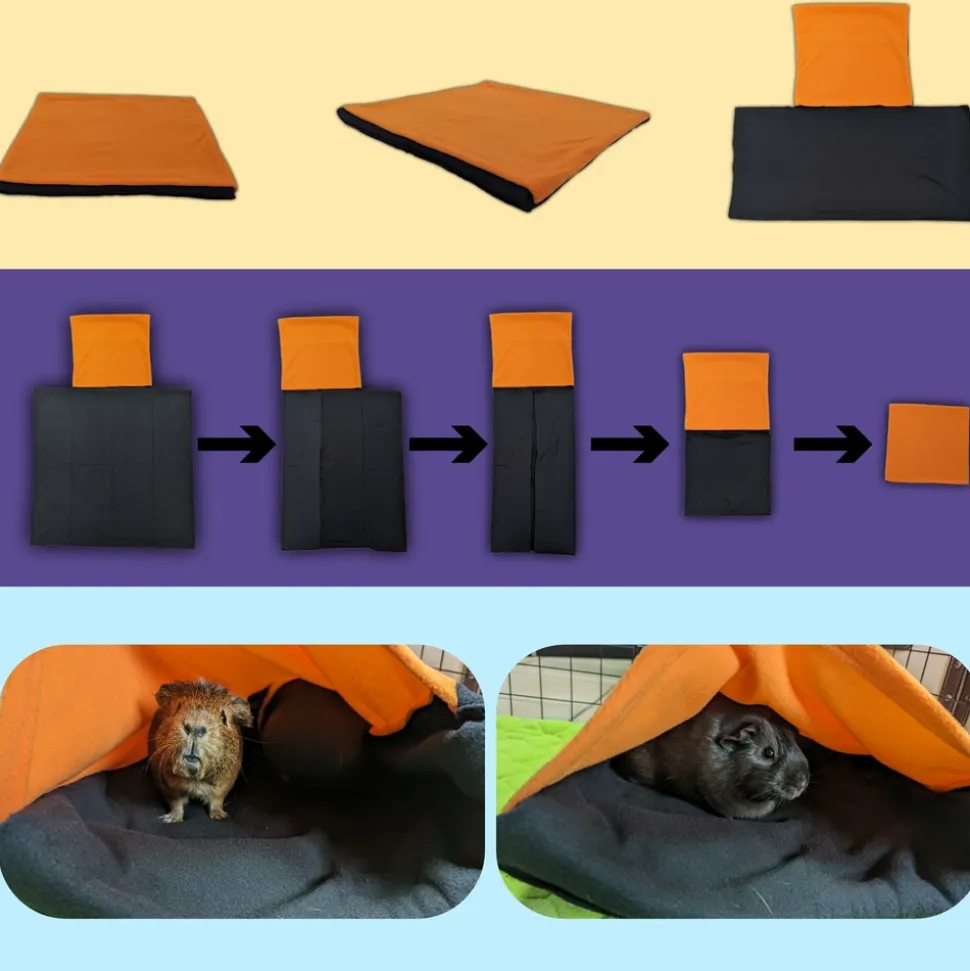 NEO SOLVO - Lot de 2 coussins polaire pour cochon d'inde et lapin avec cachette et couverture intégrée