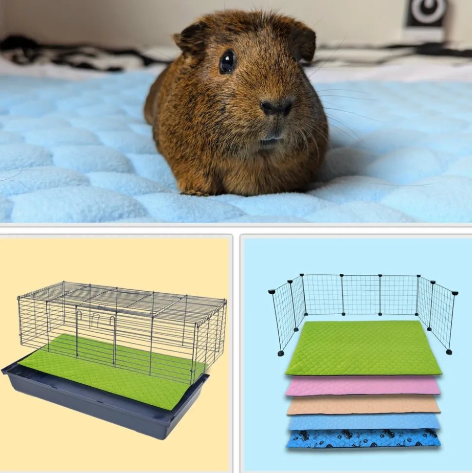 NEO SOLVO - Lot de 2 - tapis qui remplace la litière pour cochon d'inde et lapin - absorbant, imperméable, passe en machine 105 x 105 cm