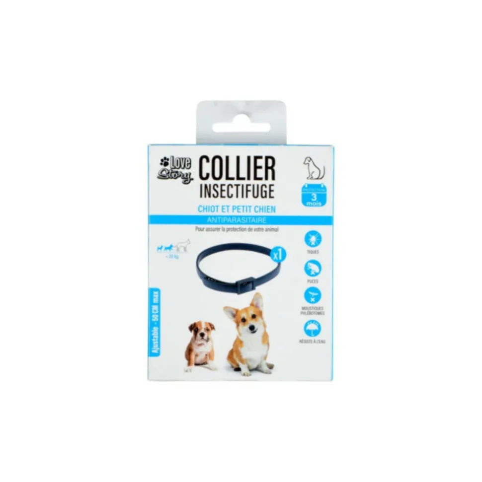 PARIS PRIX - Collier insectifuge chien "antiparasitaire" 50cm noir