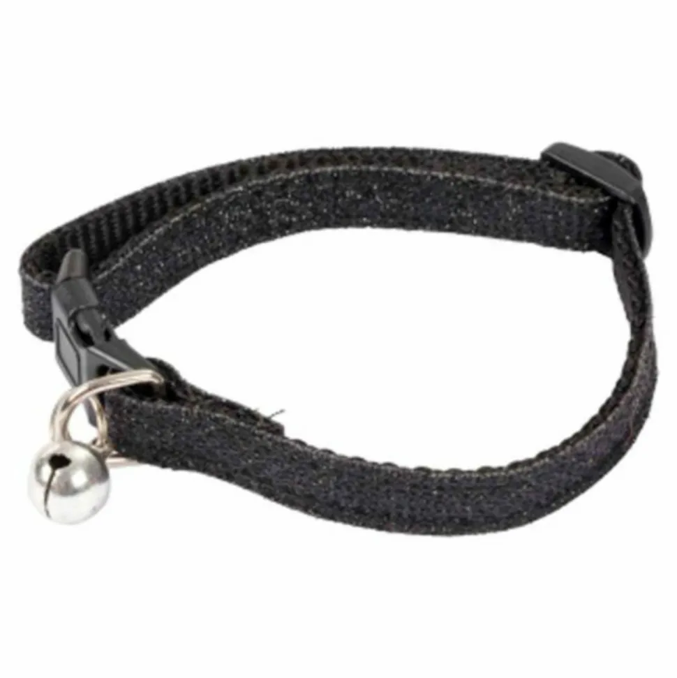 PARIS PRIX - Collier pour chat avec grelot "glitter" 30cm noir
