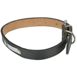 PARIS PRIX - Collier pour chien en cuir "plaque" 60cm noir