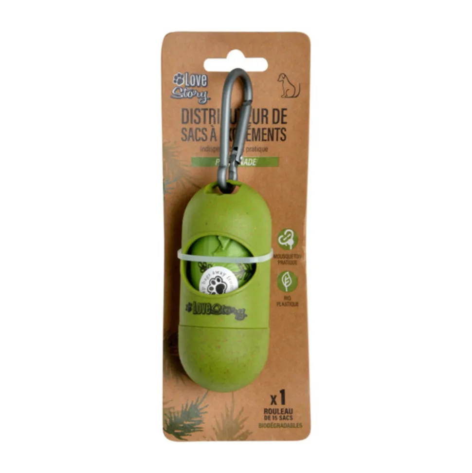 PARIS PRIX - Distributeur de sacs à excréments "bio" 10cm vert