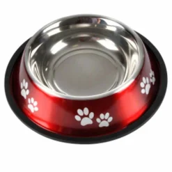 PARIS PRIX - Gamelle antidérapante chien & chat "pattes" 25cm rouge