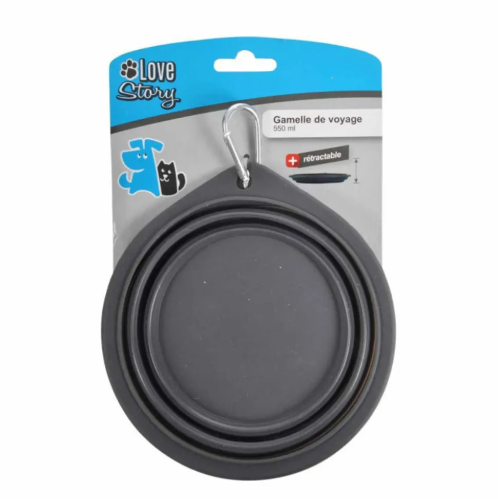 PARIS PRIX - Gamelle rétractable pour chien "voyage" 15cm anthracite