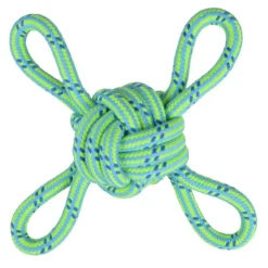 PARIS PRIX - Jouet pour chien "corde nœud 4 poignées" 35cm vert