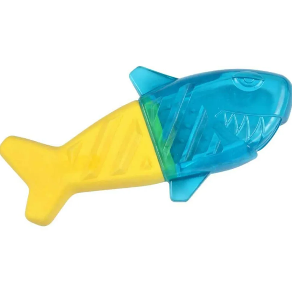 PARIS PRIX - Jouet pour chien givré "requin" 18cm bleu & jaune