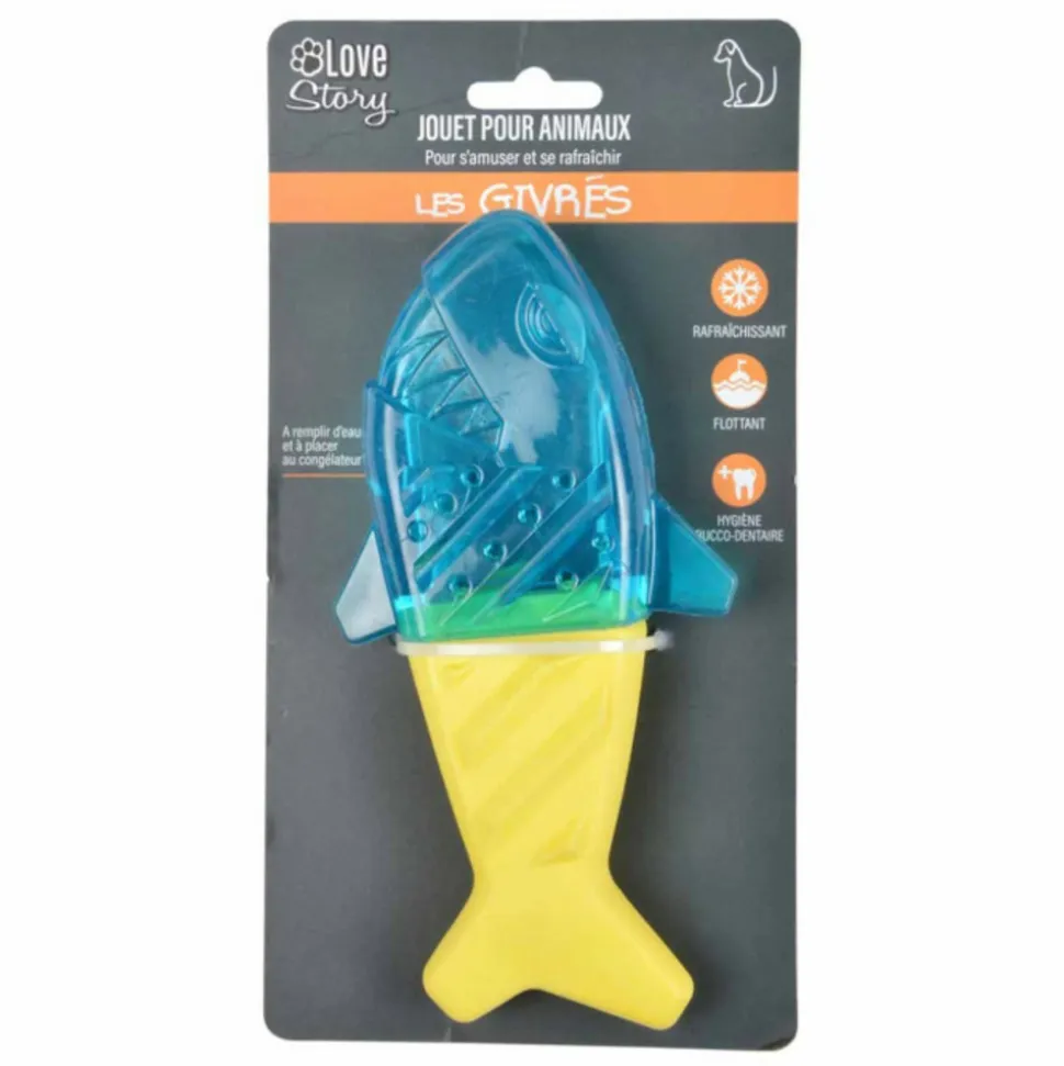 PARIS PRIX - Jouet pour chien givré "requin" 18cm bleu & jaune
