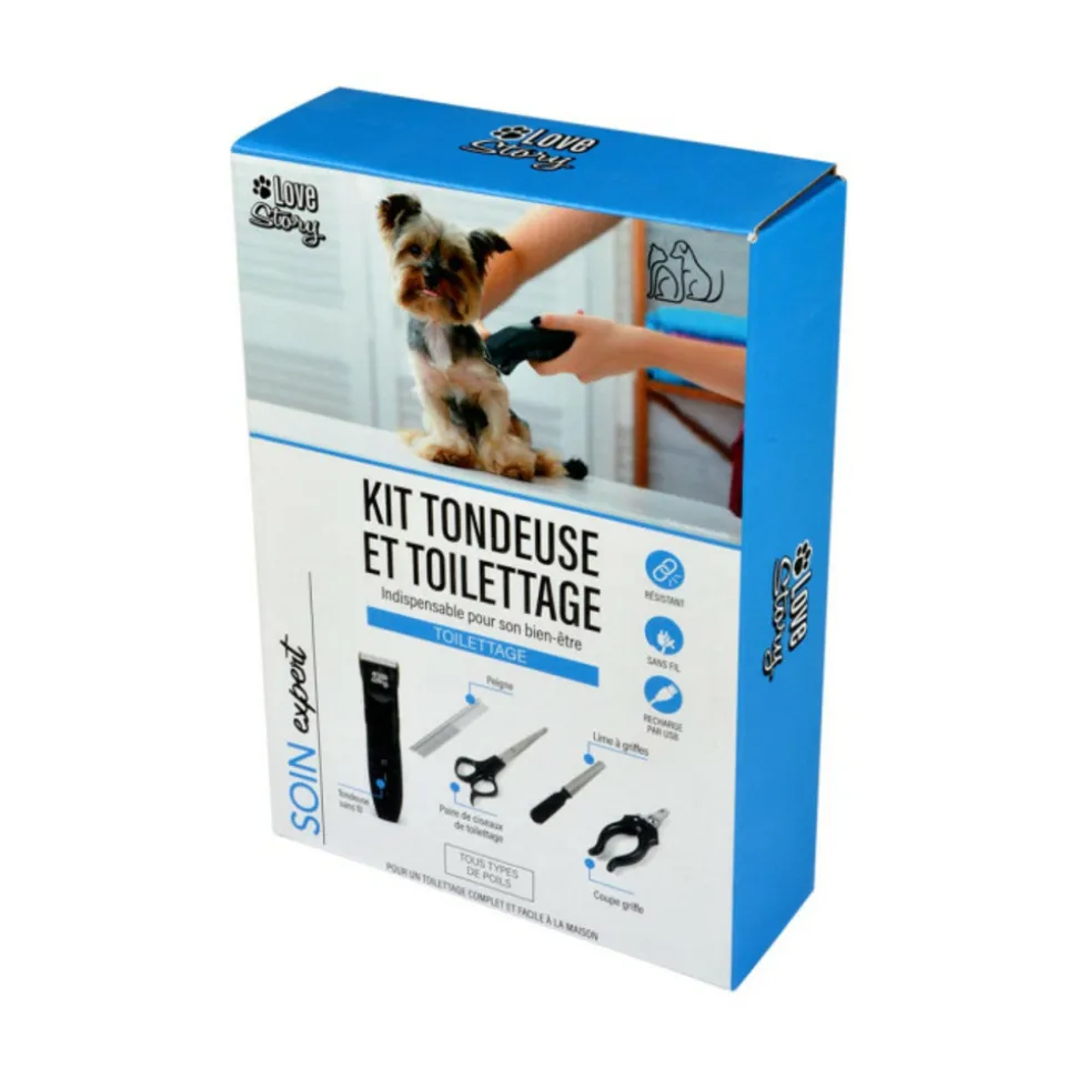 PARIS PRIX - Kit de toilettage pour chien "avec tondeuse" noir