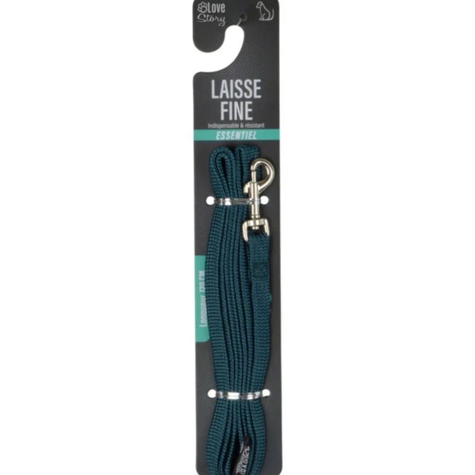 PARIS PRIX - Laisse fine pour chien "essentiel" 120cm émeraude
