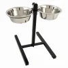 PARIS PRIX - Lot de 2 gamelles pour chien "réglable" 46cm argent
