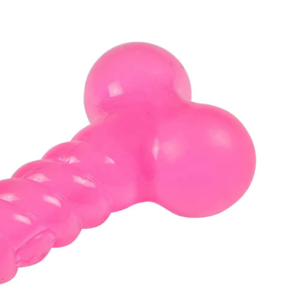 PARIS PRIX - Lot de 2 jouets pour chien "balle & os" 13cm rose