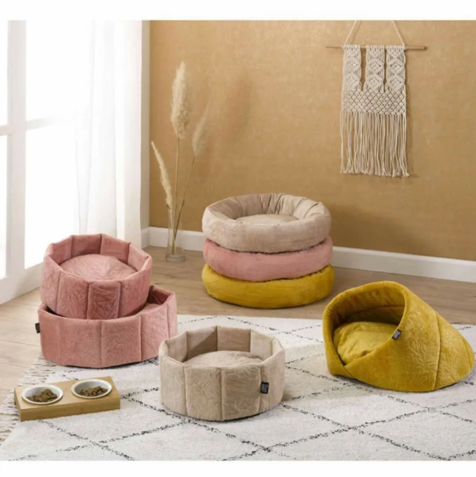 PARIS PRIX - Niche pour chien & chat "boho" 50cm moutarde
