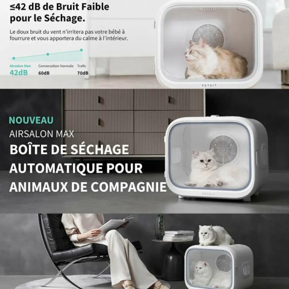 PETKIT - Airsalon max pro séchoir automatique pour chiens, chats, 60l