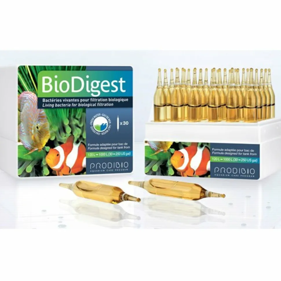 PRODIBIO - Biodigest 30 ampoules - bactéries d'entretien pour aquarium