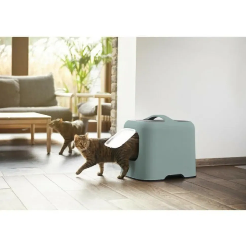 ROTHO - - maison toilette pour chat 51 x 39 x 40 cm - bac a litiere - vert de gui