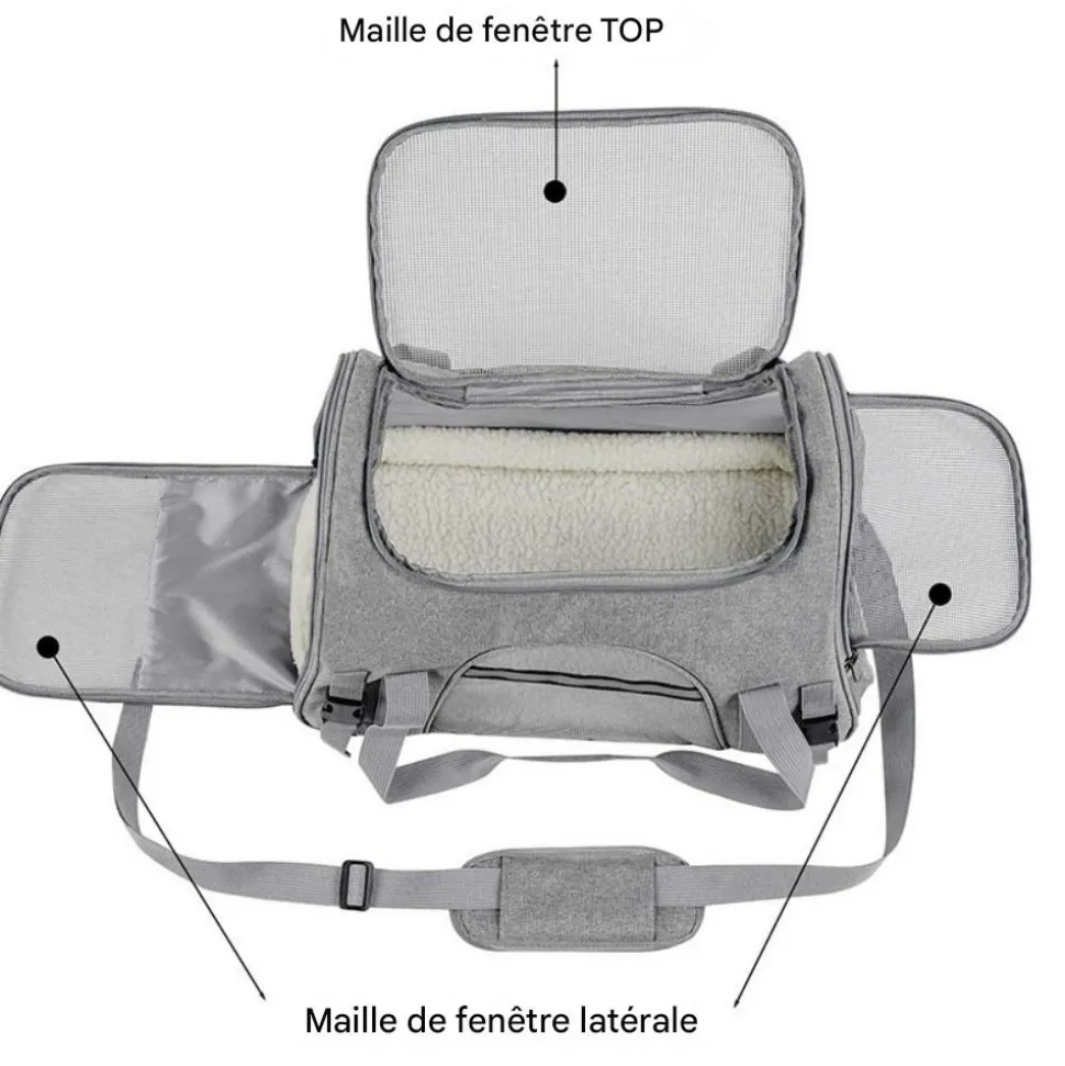 Sac à dos de chat portable et respirant pour sorties noir petit downypaws