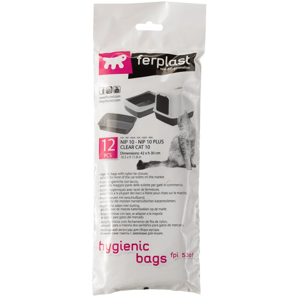 Sachets hygiéniques litières chat chats nip 10 ferplast 12 pièces 43x30 litière