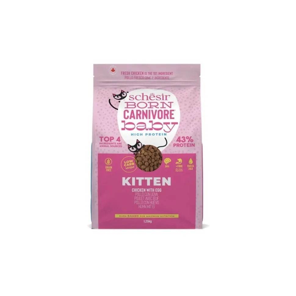 SCHESIR - Croquettes chaton baby poulet et œuf - schesir born carnivore 1,25kg