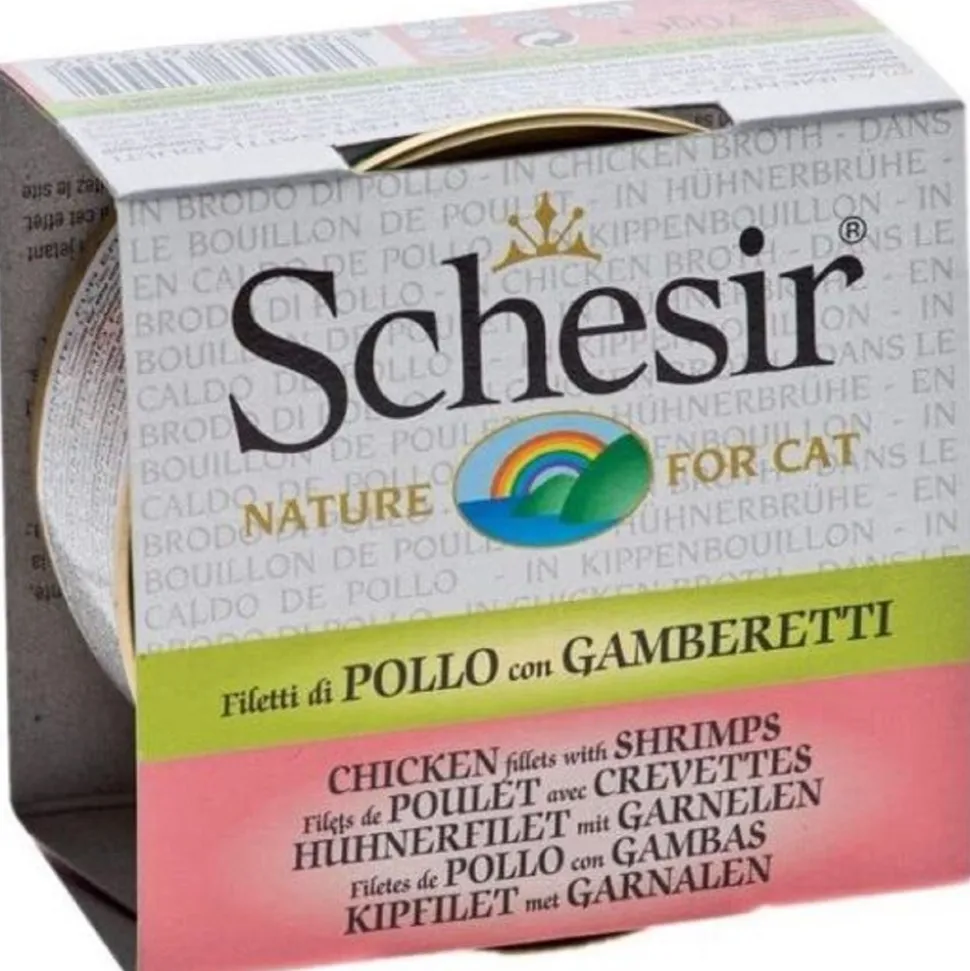 SCHESIR - Pâtée en boîte chat 0.07kg 70g poulet crevettes