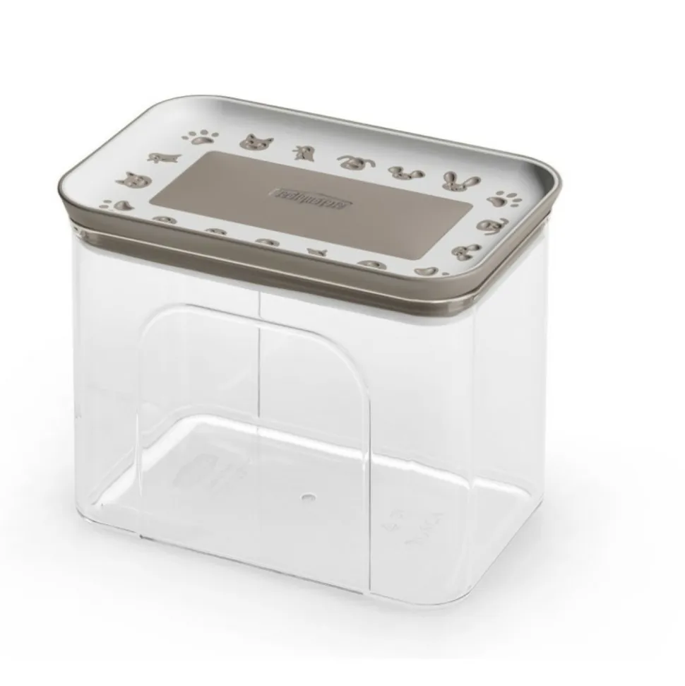 STEFANPLAST - Boite à friandises hermétique taupe 1.2 litres pour chien ou chat