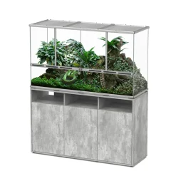 TERRATLANTIS - Terrarium et Meuble avec portes Béton L.132xP.45xH.75cm