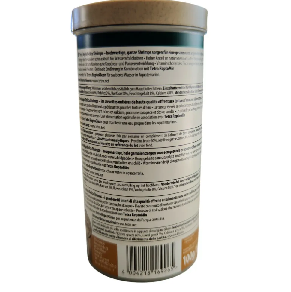TETRA - Crevettes entières séchés 100 g - 1l pour toutes les tortues d'eau