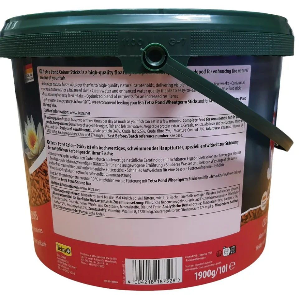 TETRA - Pond sticks colour 8-12 mm, seau 10 litres 1.9 kg, tetra pour poisson d'orn