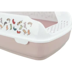 TRIXIE - Bac à litière delio rose et blanche 49.5 x 38 x 20 cm pour chat