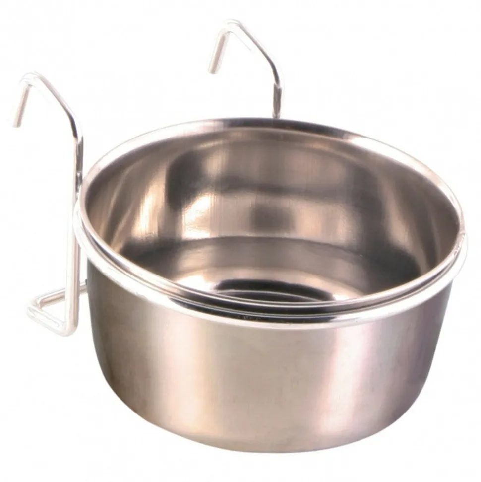 TRIXIE - Mangeoire acier inoxydable avec support 300 ml ø 9 cm, oiseaux.