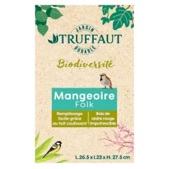 TRUFFAUT BIODIVERSITÉ - Mangeoire Folk en bois pour oiseaux du jardin