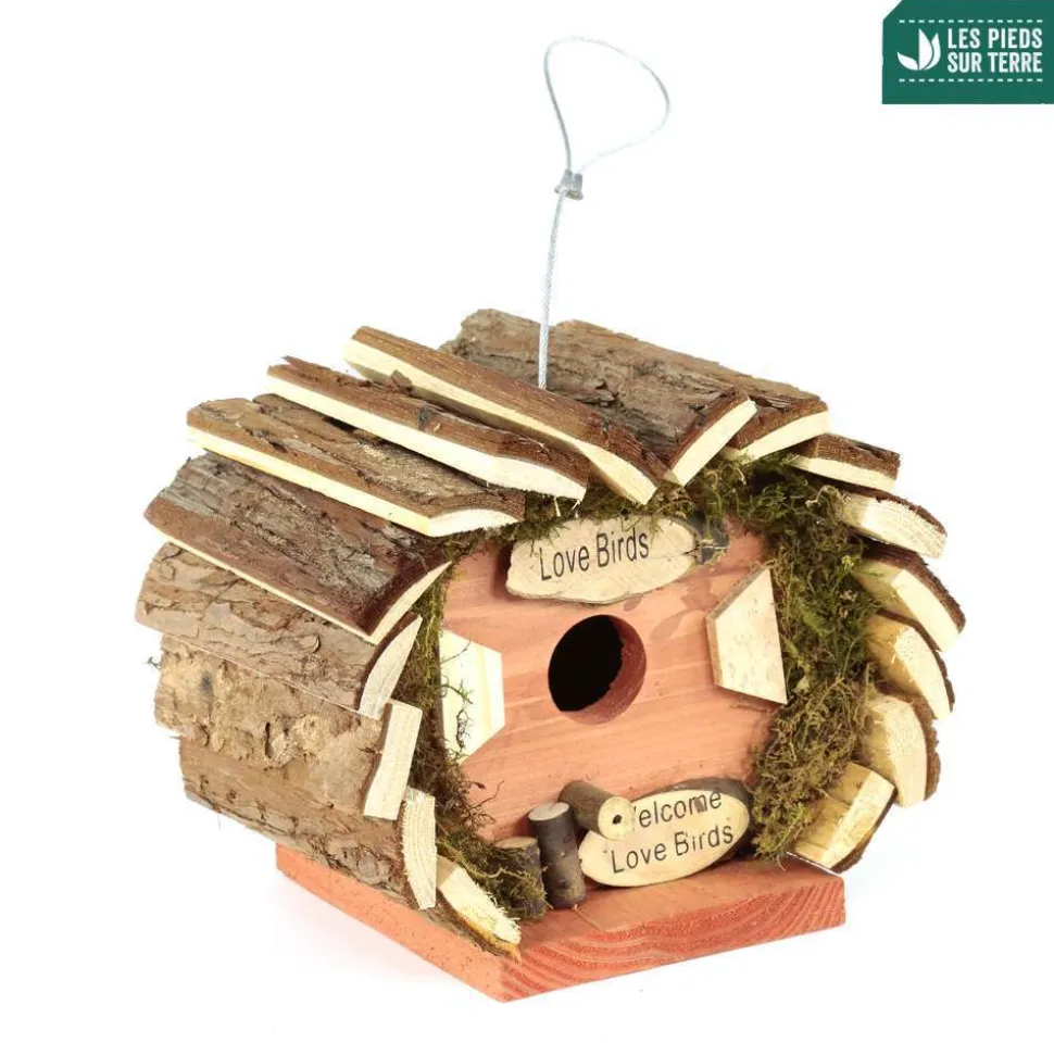 TRUFFAUT BIODIVERSITÉ - Nichoir Ecorce pour oiseaux du jardin - L.17 x l.14 x H.17 cm