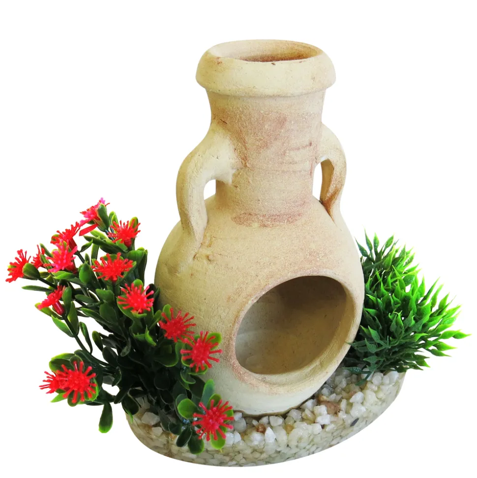 TYROL - Décor aquarium Tyrol Amphore Fleurs 15cm