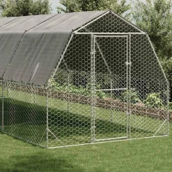 VIDAXL - Poulailler avec toit 2,5x8x2,25 m acier galvanisé