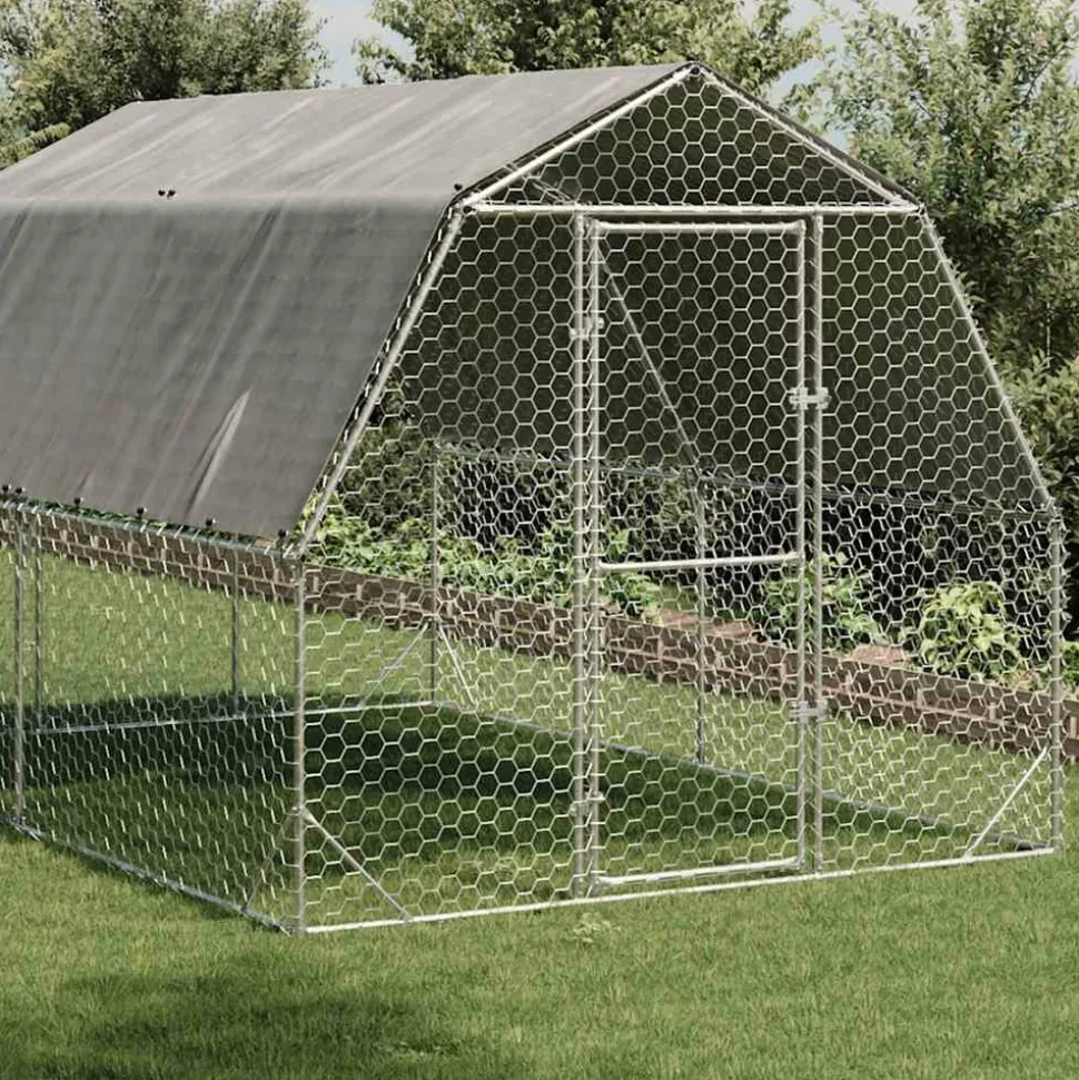 VIDAXL - Poulailler avec toit 2,5x4x2,25 m acier galvanisé