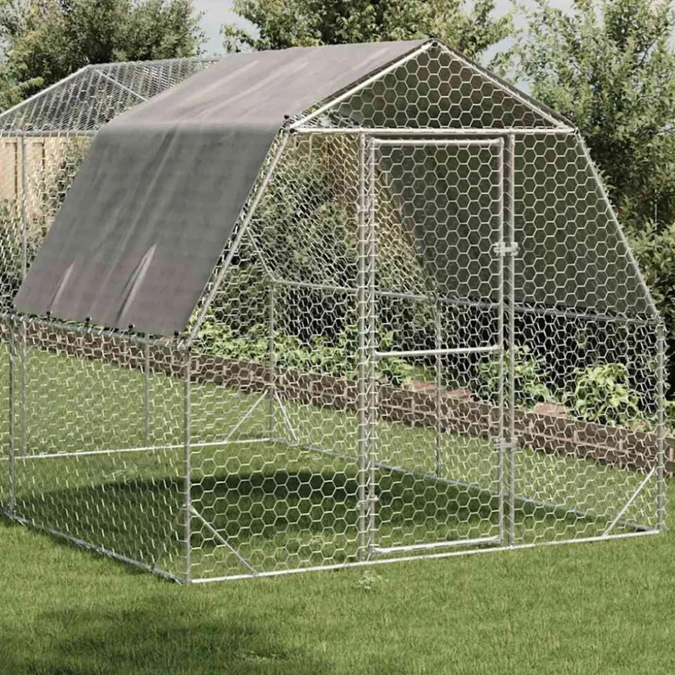VIDAXL - Poulailler avec toit 2,5x4x2,25 m acier galvanisé