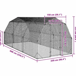 VIDAXL - Poulailler 2,5x6x2,25 m acier galvanisé