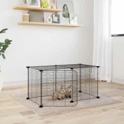 VIDAXL - Cage animaux de compagnie à 8 panneaux et porte noir 35x35 cm