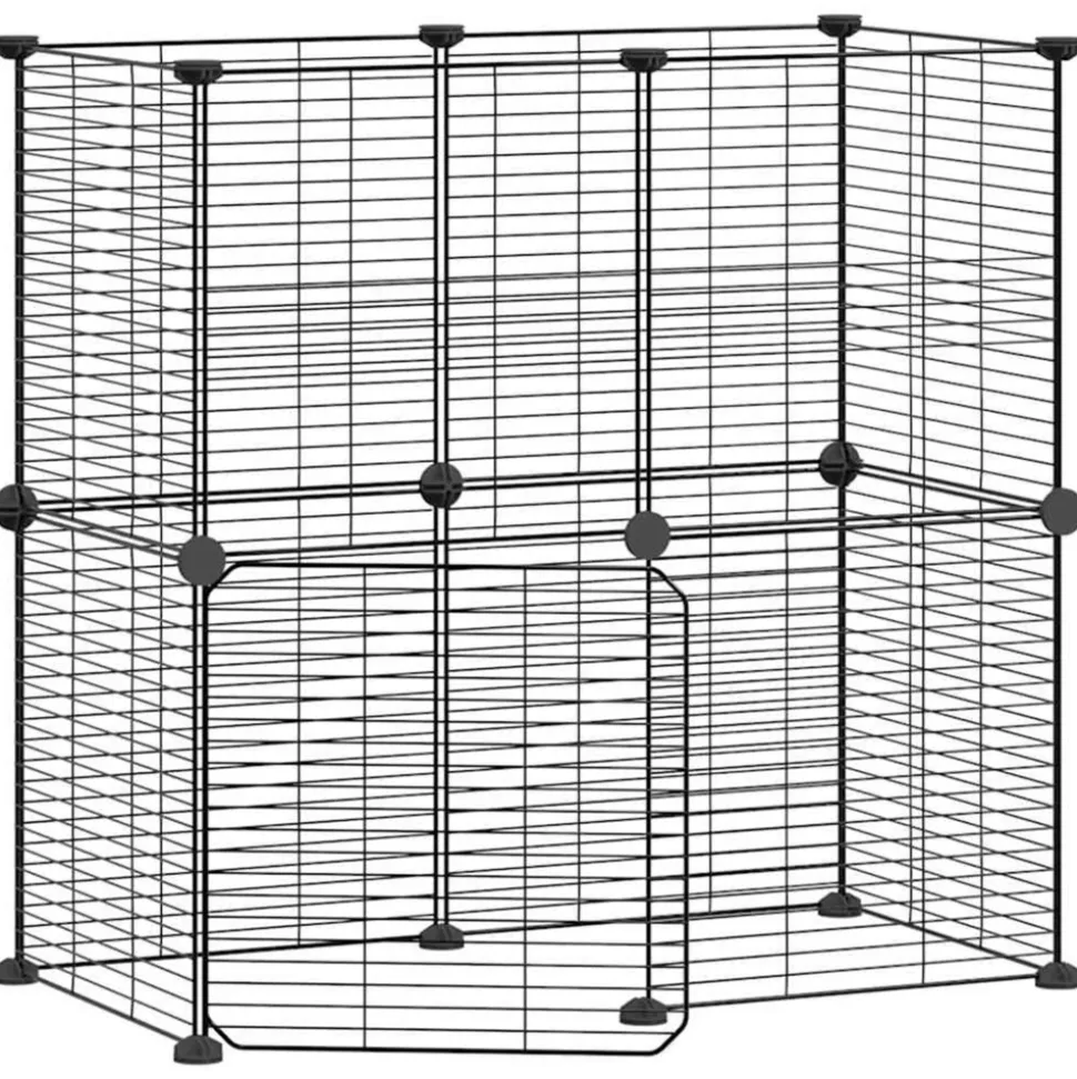 VIDAXL - Cage animaux de compagnie à 12 panneaux et porte noir 35x35 cm