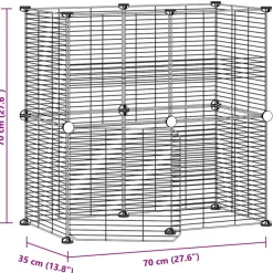 VIDAXL - Cage animaux de compagnie à 12 panneaux et porte noir 35x35 cm