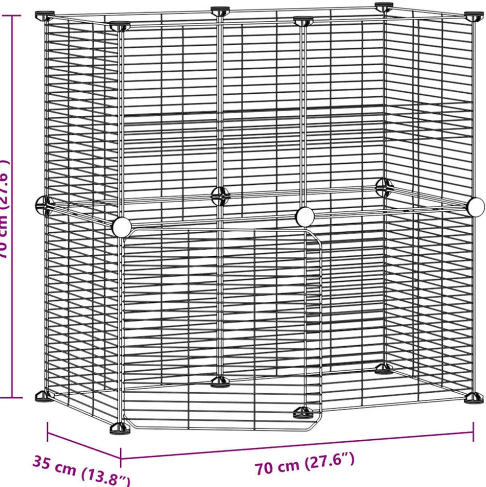 VIDAXL - Cage animaux de compagnie à 12 panneaux et porte noir 35x35 cm