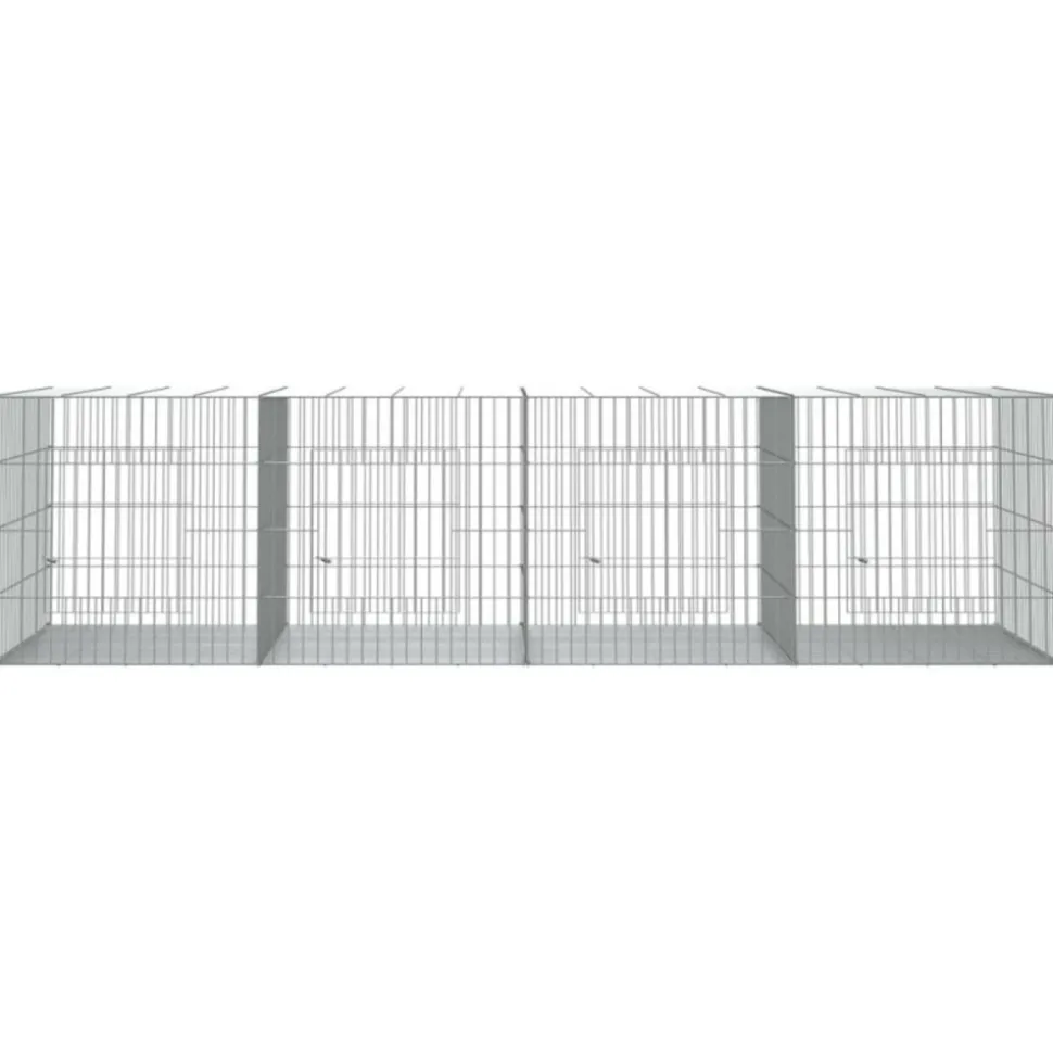 VIDAXL - Cage à lapin 4 panneaux 217x79x54 cm fer galvanisé