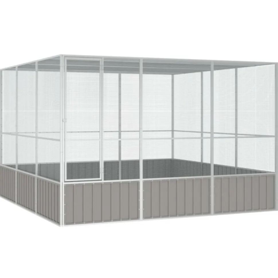 VIDAXL - Cage à oiseaux gris 302,5x324,5x211,5 cm acier galvanisé