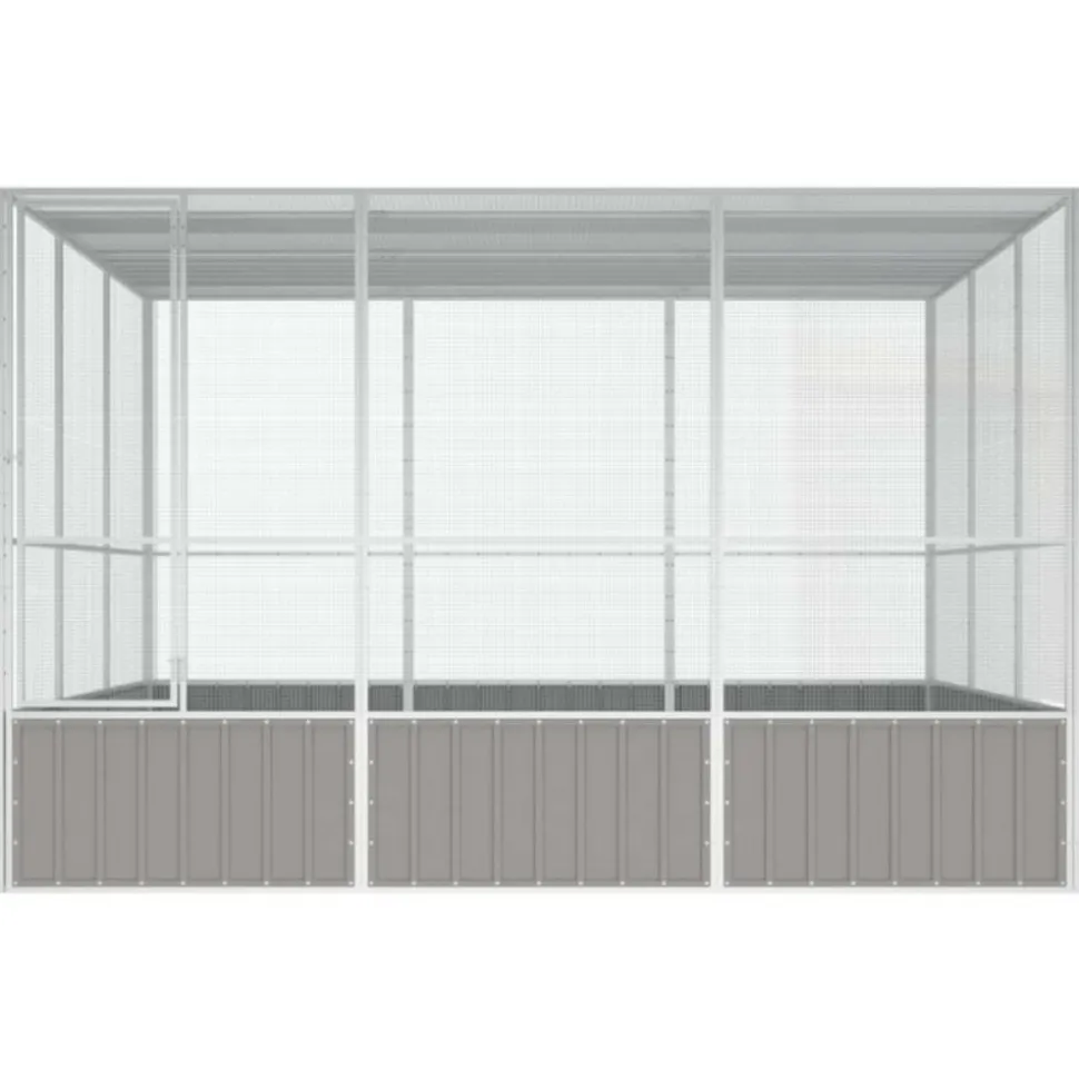 VIDAXL - Cage à oiseaux gris 302,5x324,5x211,5 cm acier galvanisé