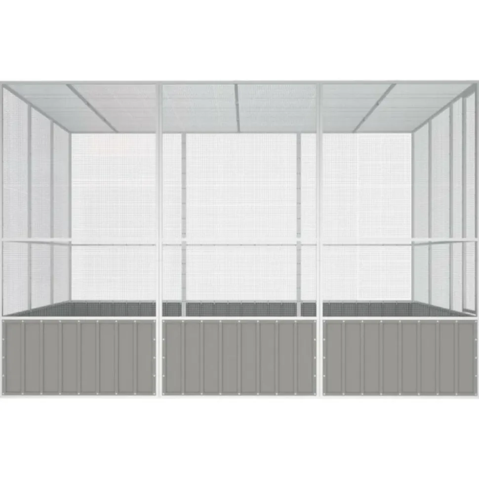 VIDAXL - Cage à oiseaux gris 302,5x324,5x211,5 cm acier galvanisé