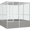 VIDAXL - Cage à oiseaux gris 213,5x217,5x211,5 cm acier galvanisé
