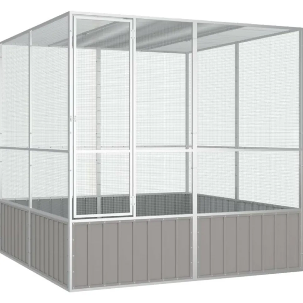 VIDAXL - Cage à oiseaux gris 213,5x217,5x211,5 cm acier galvanisé