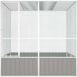 VIDAXL - Cage à oiseaux gris 213,5x217,5x211,5 cm acier galvanisé