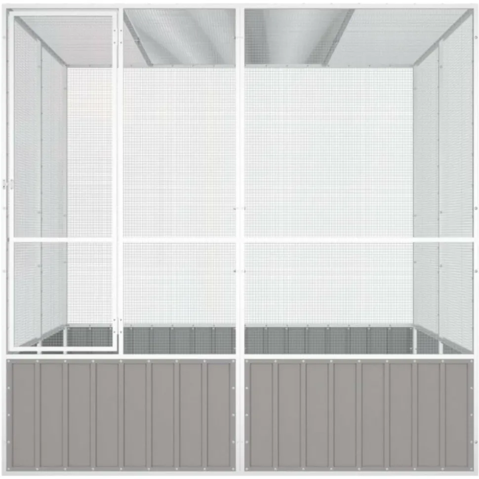 VIDAXL - Cage à oiseaux gris 213,5x217,5x211,5 cm acier galvanisé